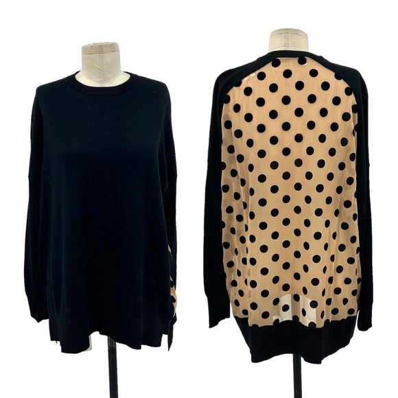 Derek Lam 10 Crosby Runway Oversized Crew Neck Black Nude Dot Back Size Small - Picture 2 of 11